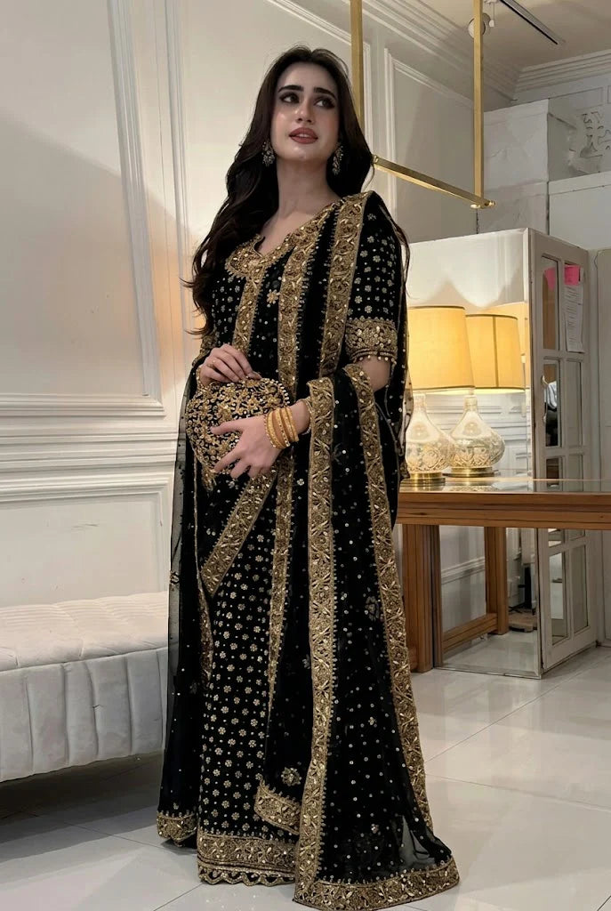 03-Piece Chiffon Suit With Embroidery - Ready To Wear (H-S)