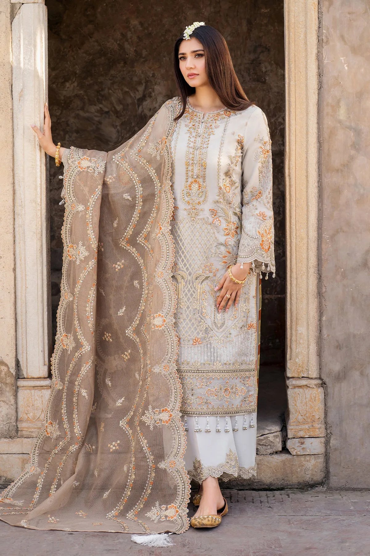 03-Piece Net Suit With Heavy Embroidery | Ready To Wear