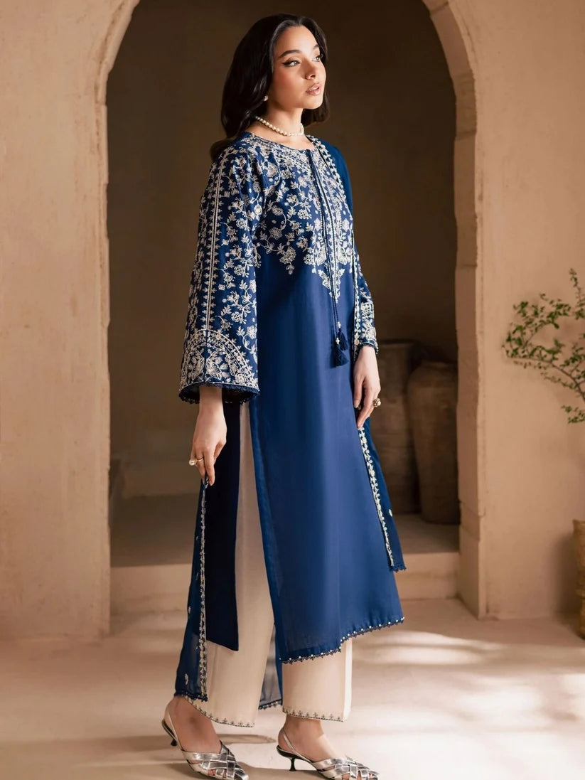 Navy Blue & Ivory Contrast: Egyptian Cotton Suit