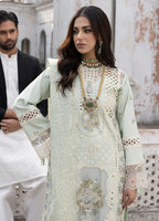 Seafoam Mint: Chikankari Embroidered Lawn Suit With Khaddi Net Dupatta | Ready To Wear