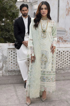 Seafoam Mint: Chikankari Embroidered Lawn Suit With Khaddi Net Dupatta | Ready To Wear