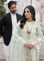 Seafoam Mint: Chikankari Embroidered Lawn Suit With Khaddi Net Dupatta | Ready To Wear
