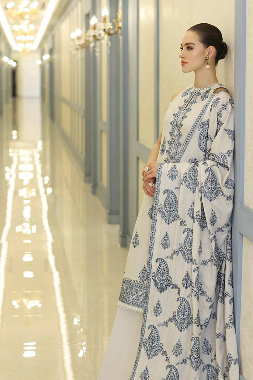 03-Piece Embroidered Lawn Suit With Chiffon Dupatta | Ready To Wear