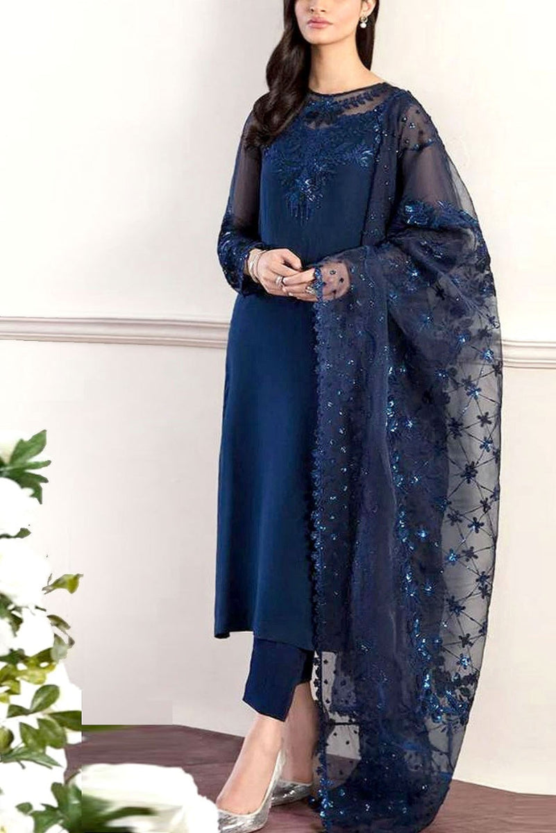 3 Piece Stitched Chiffon • Organza  & Silk   Suit - Ready to  Wear