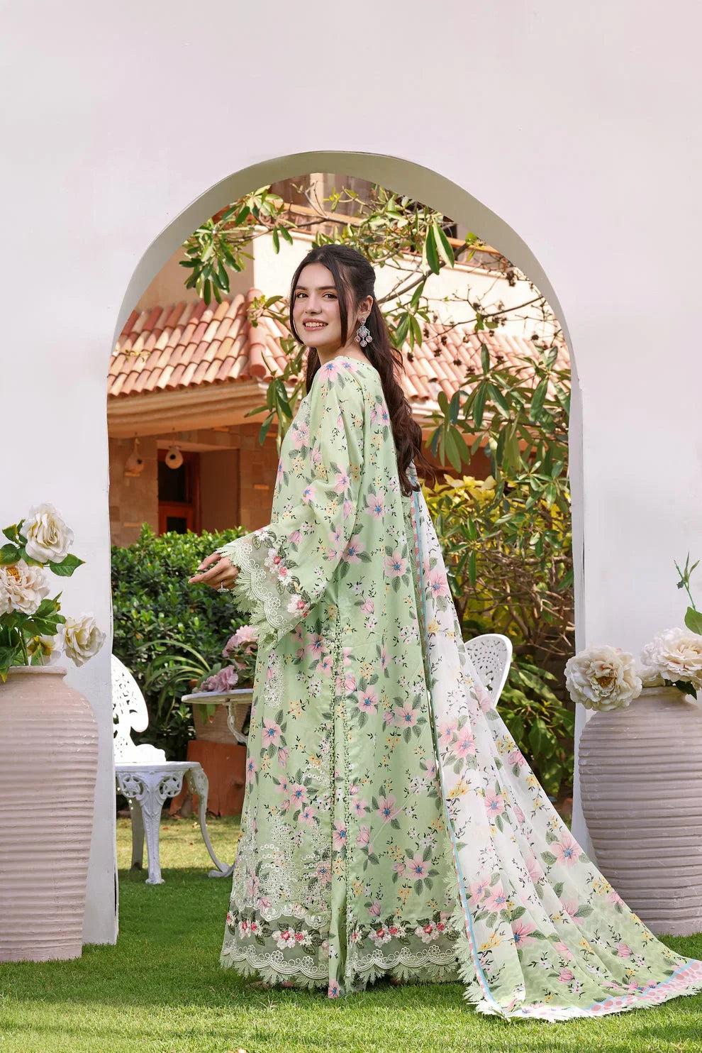 03-Piece Printed Lawn Suit With Chiffon Dupatta | Ready To Wear