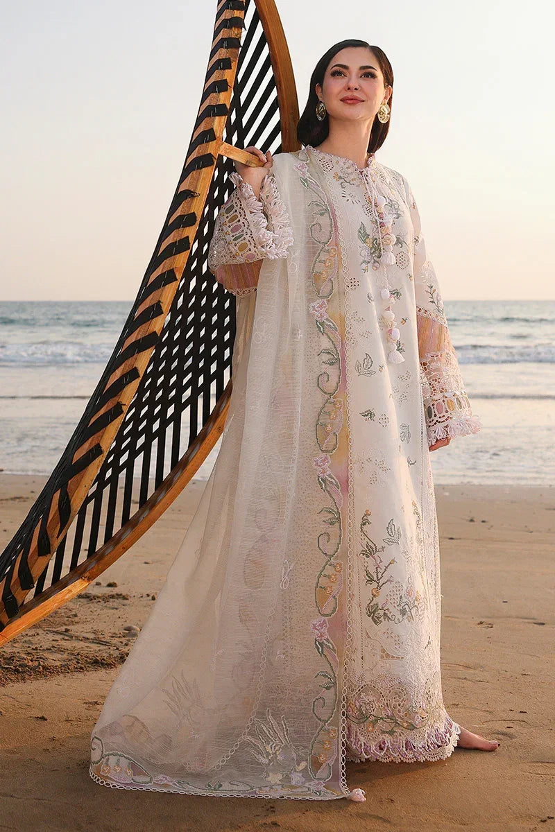 03-Piece Embroidered Cotton Suit With Net Dupatta | Ready To Wear