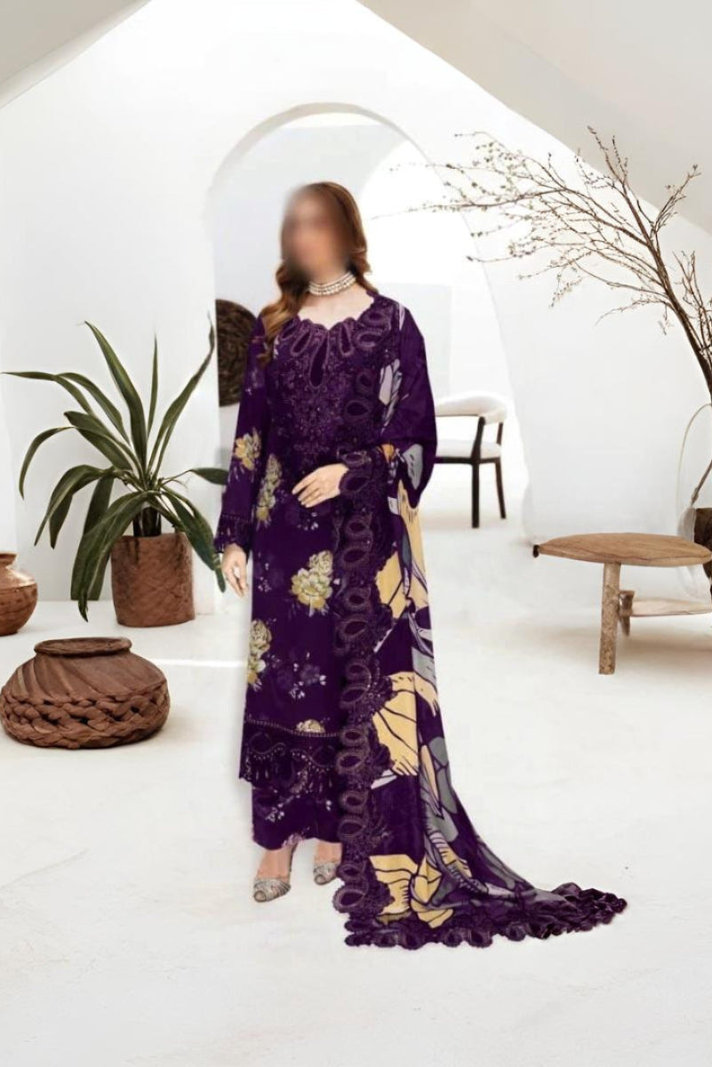 03-Piece Lawn Suit With Embrodidery - Ready To Wear
