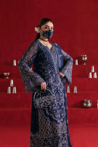 The Royal Navy: Intricate Silver Embroidered Chiffon Suit | Ready To Wear