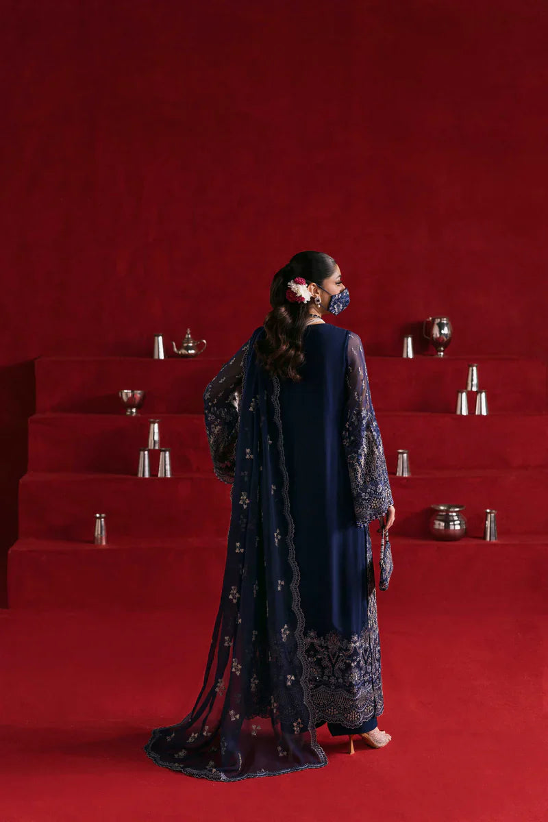 The Royal Navy: Intricate Silver Embroidered Chiffon Suit | Ready To Wear