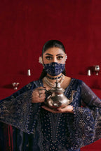 The Royal Navy: Intricate Silver Embroidered Chiffon Suit | Ready To Wear