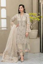 03-Piece Embroidered Organza Suit With Net Dupatta | Ready To Wear