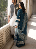 03-Piece Embroiedred Cotton Suit With Net Dupatta | Ready To Wear