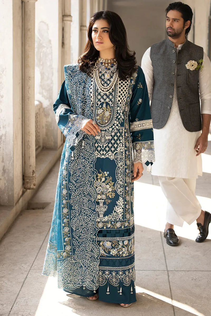 03-Piece Embroiedred Cotton Suit With Net Dupatta | Ready To Wear