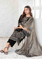 03-Piece Stitched Velvet Suit With Maysori Dupatta