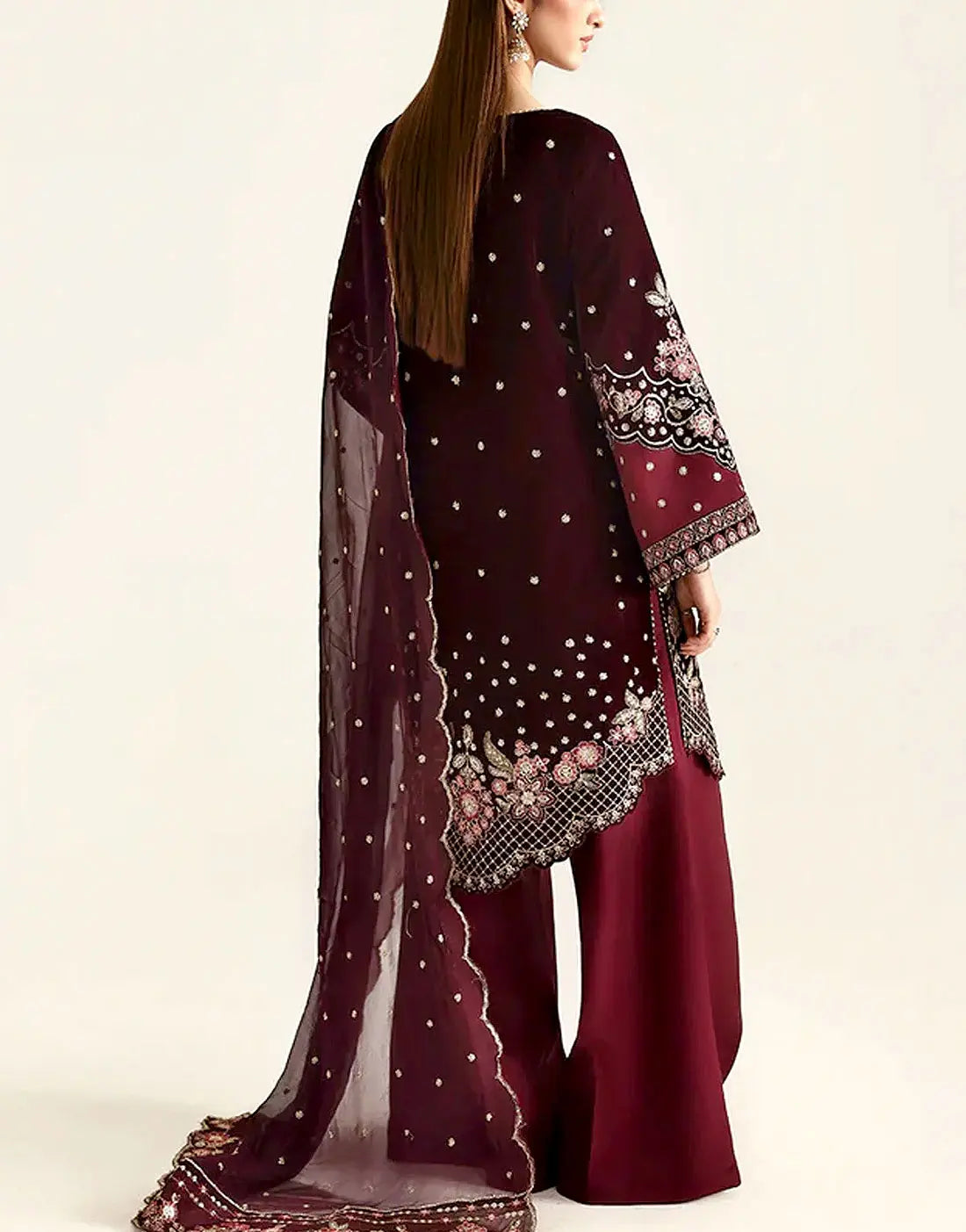 3  Piece Stitched Valvet  Suit - Ready to Wear