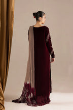 03-Piece Embroidered Velvet Suit With Tie & Dye Dupatta | Ready To Wear
