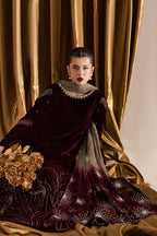 03-Piece Embroidered Velvet Suit With Tie & Dye Dupatta | Ready To Wear