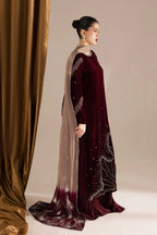 03-Piece Embroidered Velvet Suit With Tie & Dye Dupatta | Ready To Wear