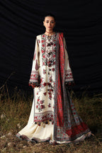 03-Piece Embroidered Lawn Suit With Printed Silk Dupatta | Ready To Wear