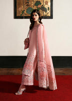 Blush Pink 03-Piece Embroidered Raw Silk Suit - Ready To Wear