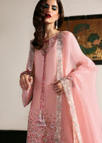 Blush Pink 03-Piece Embroidered Raw Silk Suit - Ready To Wear
