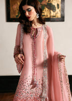 Blush Pink 03-Piece Embroidered Raw Silk Suit - Ready To Wear